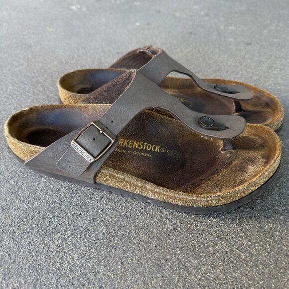 Birkenstock Gizeh Sandals 41 Legendary #43751 Brown Birkibuc Made In Germany - Picture 4 of 6